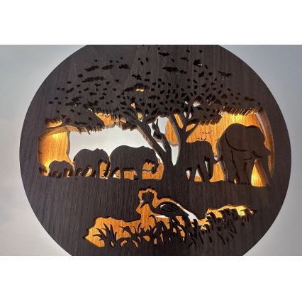 Li-Go 23610/DUB2 - Lampada decorativa da tavolo LED dimmerabile LED/12W/230V 20x22 cm rovere/elefanti