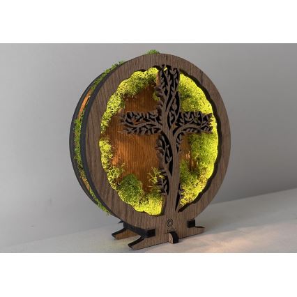 Li-Go 23622/DUB2 - Lampada decorativa da tavolo LED dimmerabile LED/12W/230V 20x22 cm rovere/Croce nel muschio