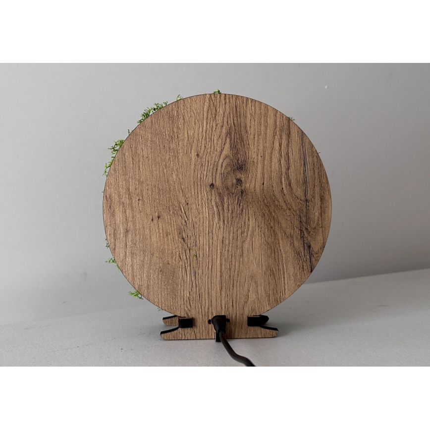 Li-Go 23622/DUB2 - Decorazione da tavolo dimmerabile a LED LED/12W/230V 20x22 cm rovere/Croce nel muschio