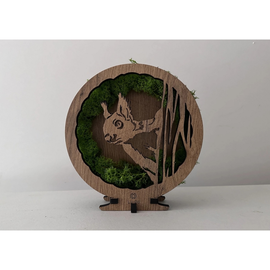Li-Go 23625/DUB2 - Decorazione da tavolo LED dimmerabile LED/12W/230V 20x22 cm rovere/Scoiattolo su muschio