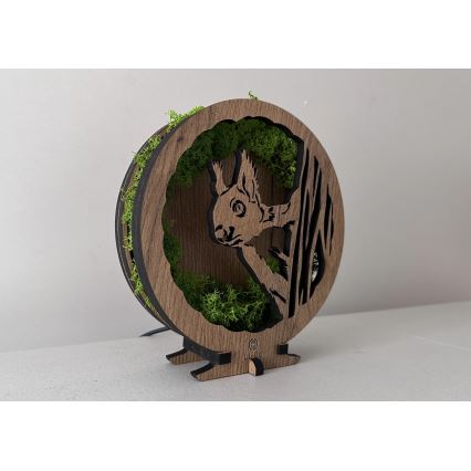 Li-Go 23625/DUB2 - Decorazione da tavolo LED dimmerabile LED/12W/230V 20x22 cm rovere/Scoiattolo su muschio