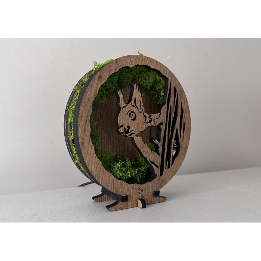 Li-Go 23625/DUB2 - Decorazione da tavolo LED dimmerabile LED/12W/230V 20x22 cm rovere/Scoiattolo su muschio