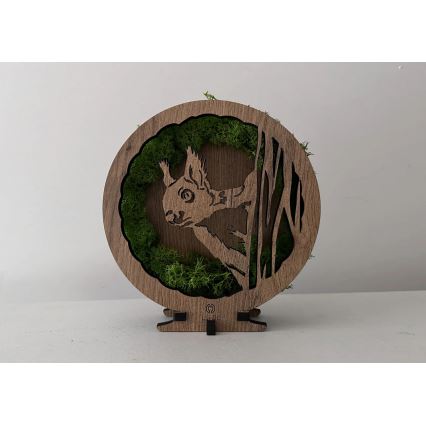 Li-Go 23625/DUB2 - Decorazione da tavolo dimmerabile a LED LED/12W/230V 20x22 cm rovere/scoiattolo in muschio