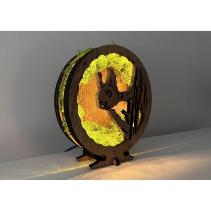 Li-Go 23625/DUB2 - Decorazione da tavolo dimmerabile a LED LED/12W/230V 20x22 cm rovere/scoiattolo in muschio