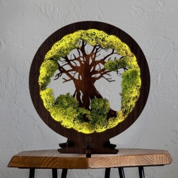 Li-Go 23631/DUB2 - Decorazione da tavolo dimmerabile a LED/12W/230V 30x31 cm rovere/muschio e albero