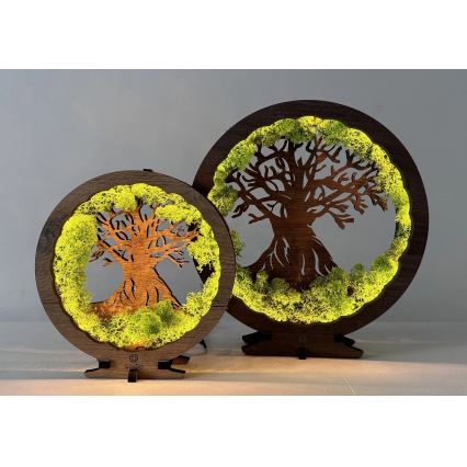Li-Go 23631/DUB2 - Decorazione da tavolo dimmerabile a LED/12W/230V 30x31 cm rovere/muschio e albero