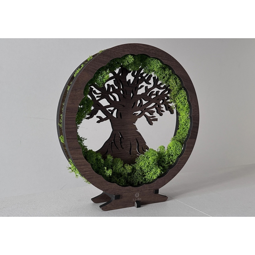 Li-Go 23631/DUB2 - Decorazione da tavolo dimmerabile a LED/12W/230V 30x31 cm rovere/muschio e albero