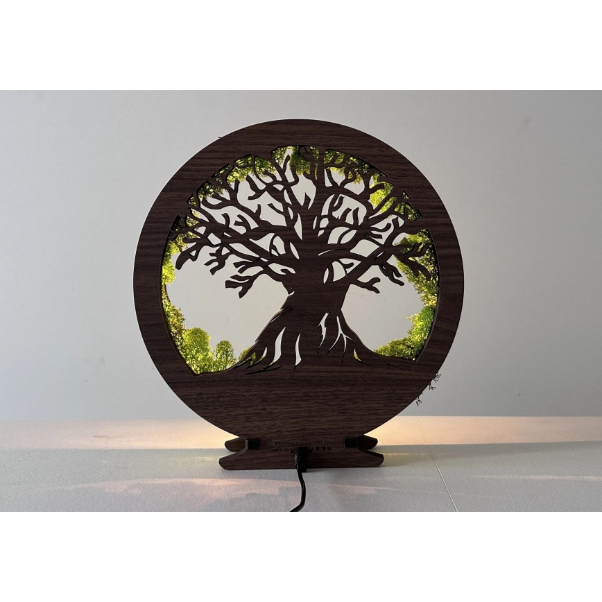 Li-Go 23631/DUB2 - Decorazione da tavolo dimmerabile a LED/12W/230V 30x31 cm rovere/muschio e albero