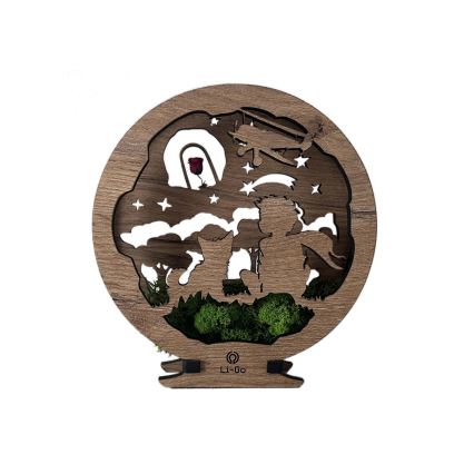 Li-Go 23634/DUB2 - Decorazione da tavolo LED dimmerabile LED/12W/230V 20x22 cm rovere/Il piccolo principe con la rosa