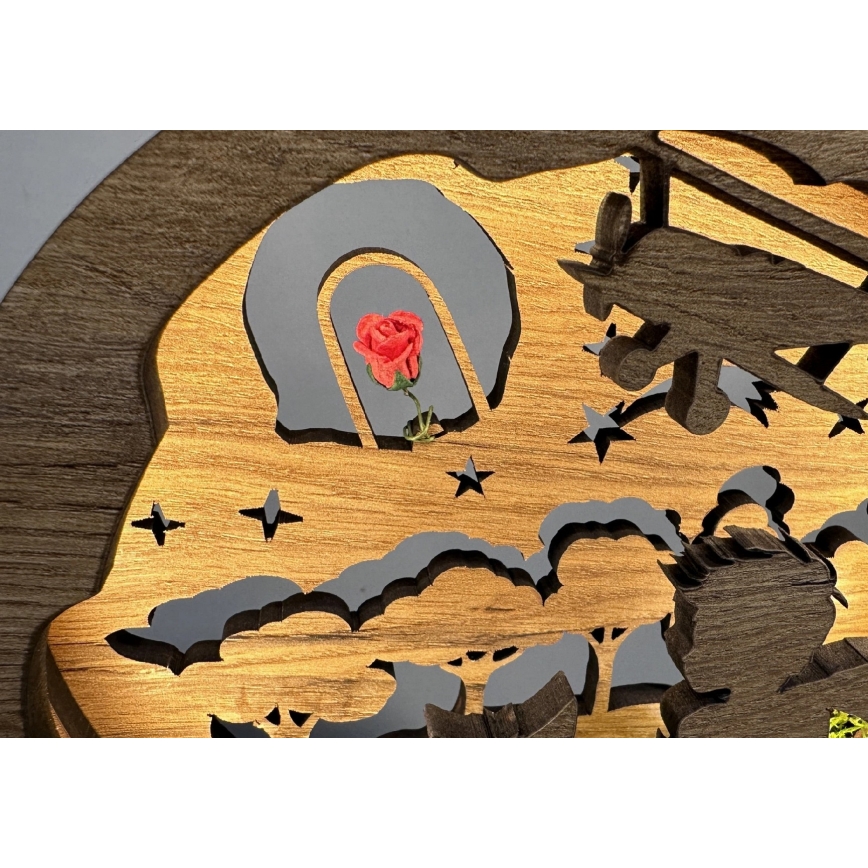 Li-Go 23634/DUB2 - Decorazione da tavolo LED dimmerabile LED/12W/230V 20x22 cm rovere/Il piccolo principe con la rosa