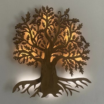 Li-Go 23673/DUB2 - Decorazione da parete dimmerabile a LED 10W/5V 20000 mAh 45x55 cm rovere + telecomando