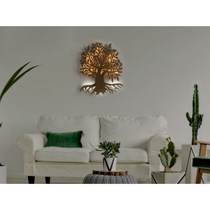 Li-Go 23673/DUB2 - Decorazione da parete dimmerabile a LED 10W/5V 20000 mAh 45x55 cm rovere + telecomando