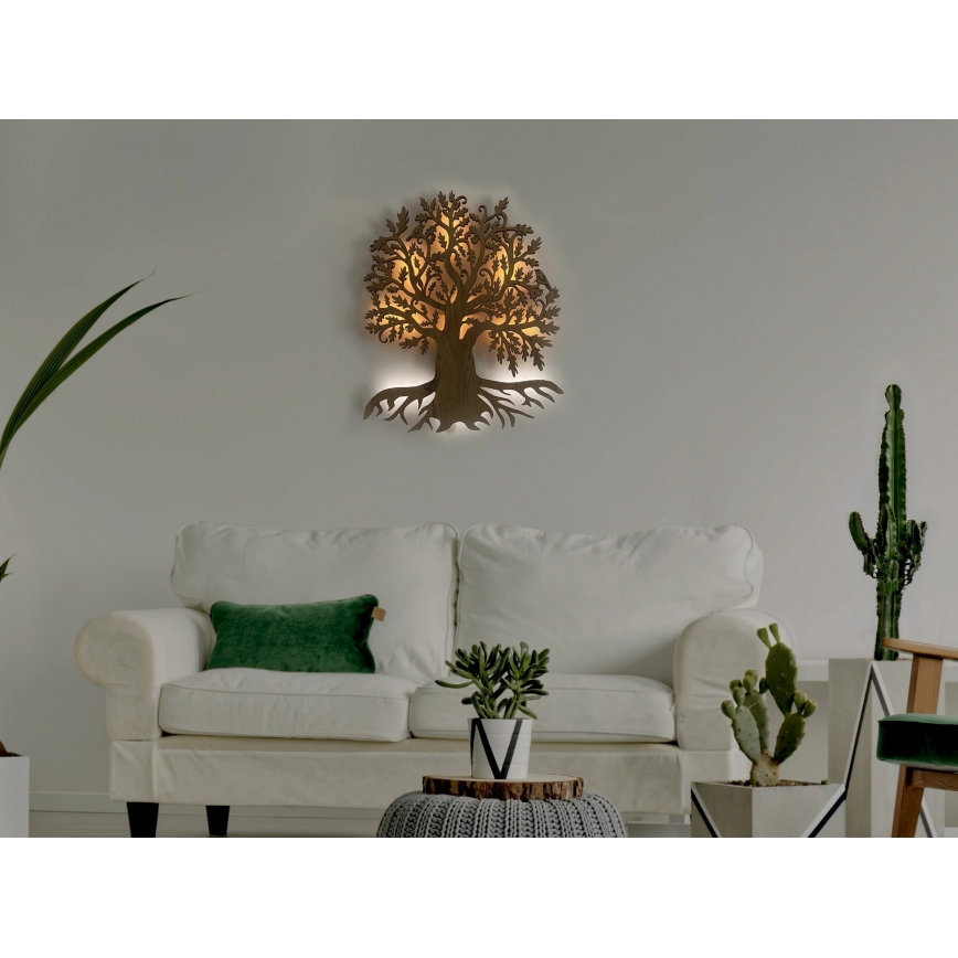 Li-Go 23673/DUB2 - Decorazione da parete dimmerabile a LED 10W/5V 20000 mAh 45x55 cm rovere + telecomando