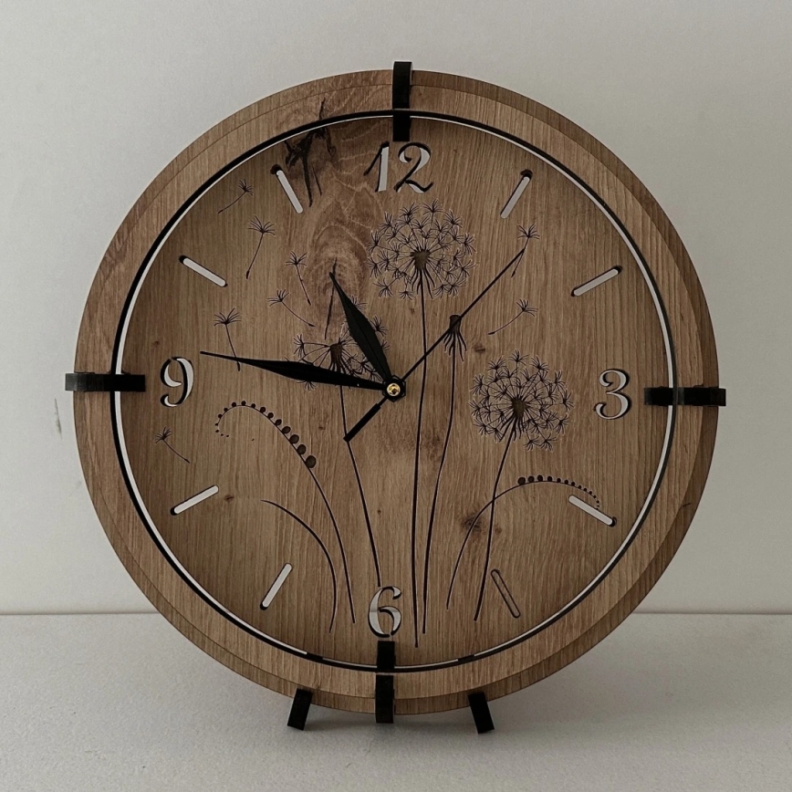 Li-Go 23682/DUB5 - Orologio in legno 1xAA Ø 32 cm rovere/soffione