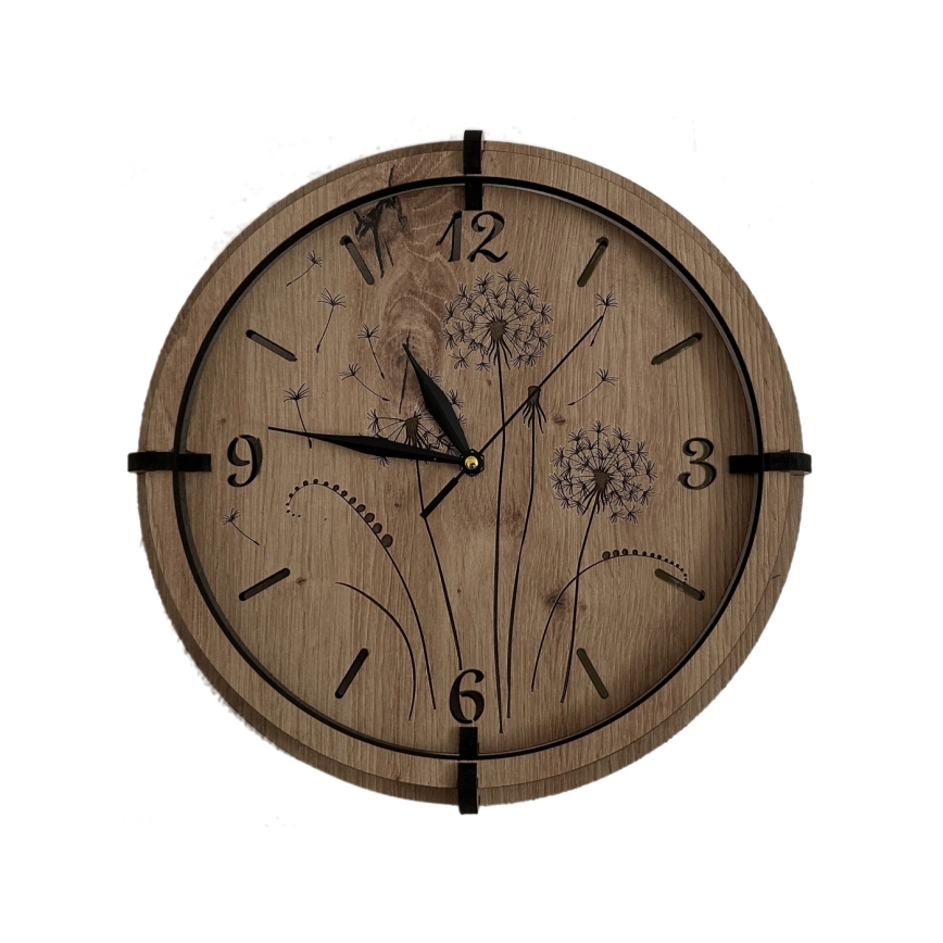 Li-Go 23682/DUB5 - Orologio in legno 1xAA Ø 32 cm rovere/soffione