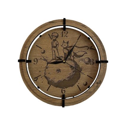 Li-Go 23712/DUB/BAT2 - Orologio LED dimmerabile con sensore di movimento LED/10W/5V 20000 mAh + 1xAA Ø 32 cm rovere/Piccolo Principe