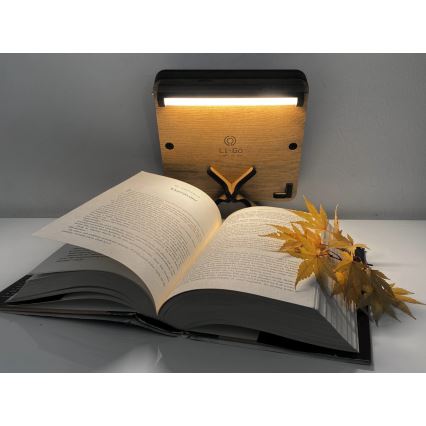 Li-Go 4070/DUB2 - Lampada da tavolo decorativa a LED, 12W/230V, 19x19 cm, rovere/motivo cavallo