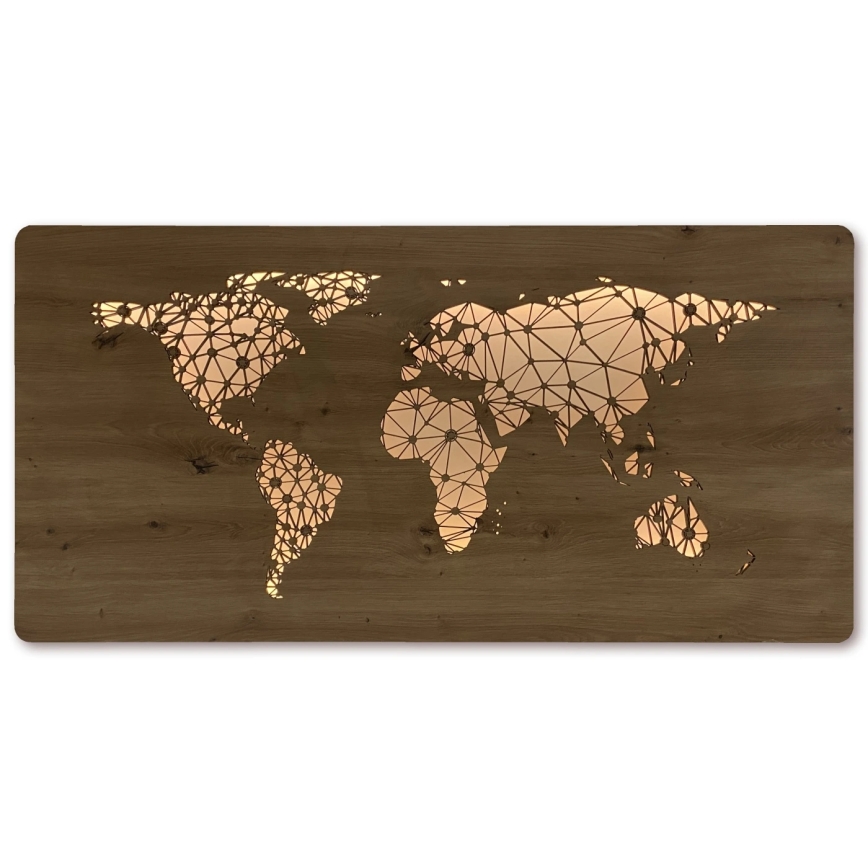 Li-Go 4457/A/4 - Decorazione da parete dimmerabile a LED LED/10W/5V 30000 mAh 120x60 cm rovere/Mappa del mondo