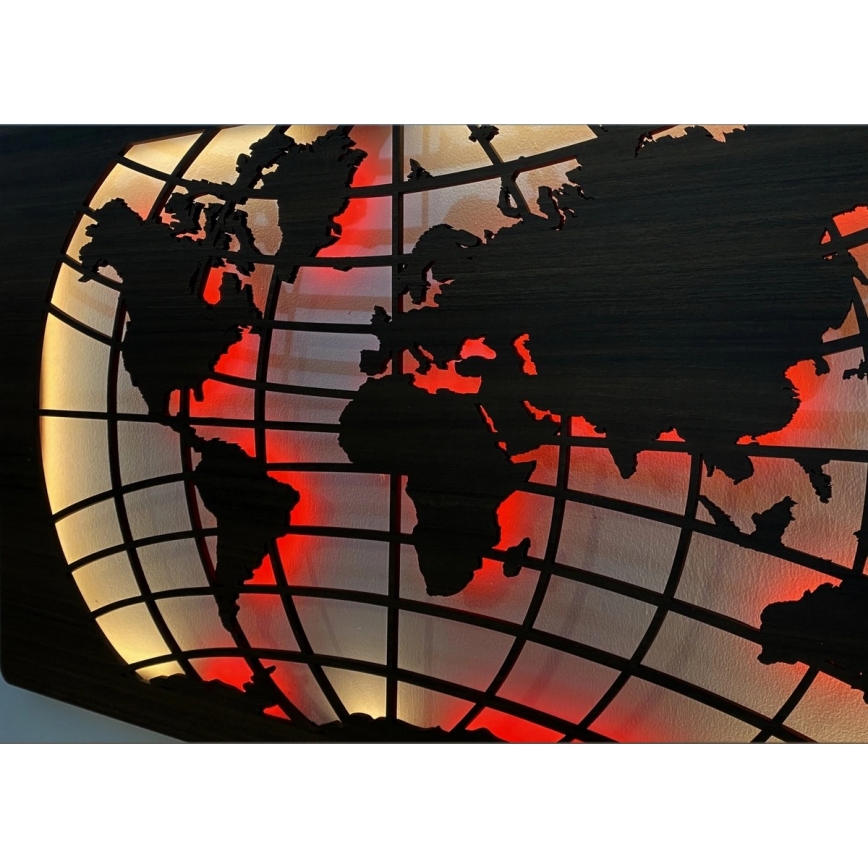 Li-Go 4709/DUB2 - LED RGBW dimmerabile decorazione da parete LED/24W/230V 125x74 cm rovere/mappa del mondo paralleli + telecomando