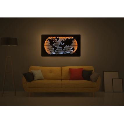 Li-Go 4868/DUB2 - Decorazione da parete dimmerabile a LED LED/24W/230V 110x60 cm rovere/Mappa del mondo paralleli