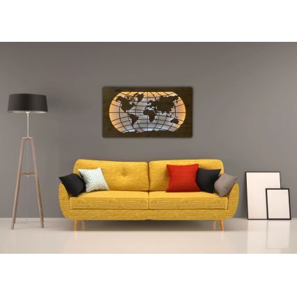 Li-Go 4868/DUB2 - Decorazione da parete dimmerabile a LED LED/24W/230V 110x60 cm rovere/Mappa del mondo paralleli