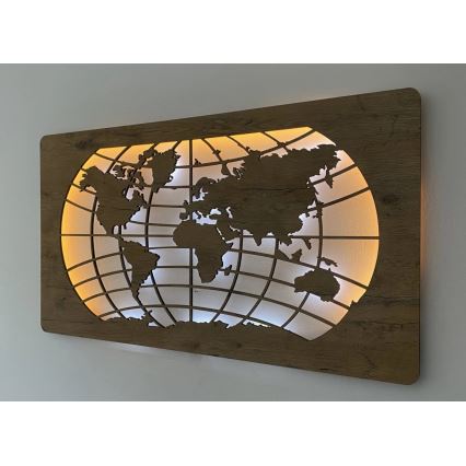 Li-Go 4868/DUB2 - Decorazione da parete dimmerabile a LED LED/24W/230V 110x60 cm rovere/Mappa del mondo paralleli