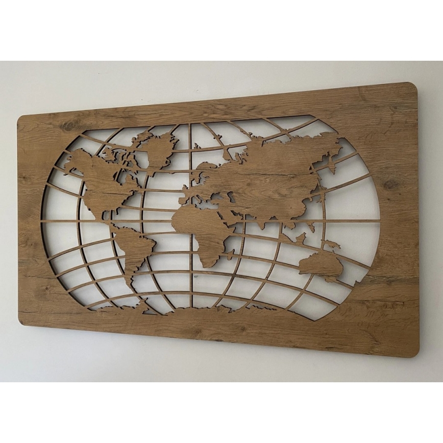 Li-Go 4868/DUB2 - Decorazione da parete dimmerabile a LED LED/24W/230V 110x60 cm rovere/Mappa del mondo paralleli