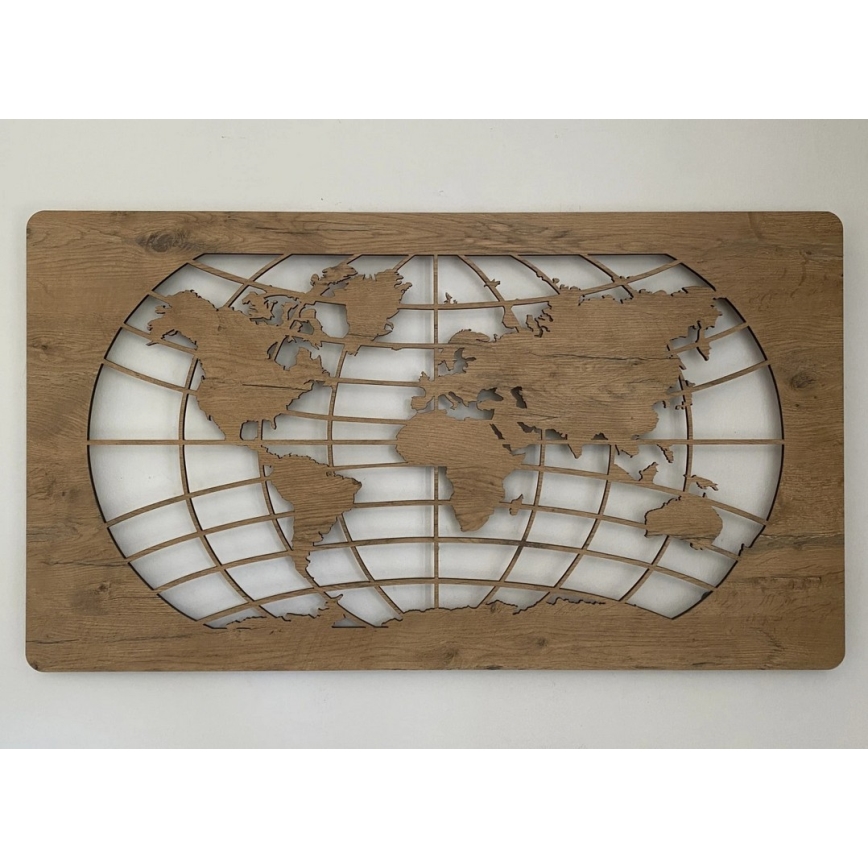 Li-Go 4868/DUB2 - Decorazione da parete dimmerabile a LED LED/24W/230V 110x60 cm rovere/Mappa del mondo paralleli