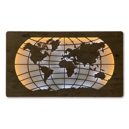 Li-Go 4868/DUB2 - Decorazione da parete dimmerabile a LED LED/24W/230V 110x60 cm rovere/Mappa del mondo paralleli