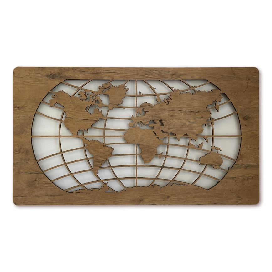Li-Go 4868/DUB2 - Decorazione da parete dimmerabile a LED LED/24W/230V 110x60 cm rovere/Mappa del mondo paralleli