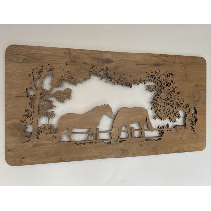 Li-Go 5012/B/4 - LED Decorazione da parete dimmerabile LED/10W/5V 30000 mAh 120x60 cm rovere/Cavalli + telecomando