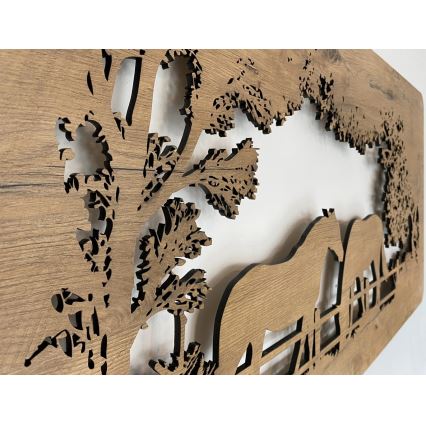 Li-Go 5012/B/4 - LED Decorazione da parete dimmerabile LED/10W/5V 30000 mAh 120x60 cm rovere/Cavalli + telecomando