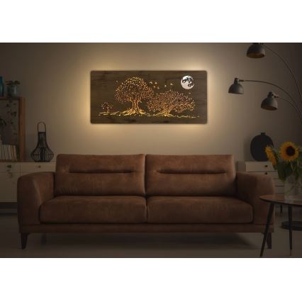Li-Go 5042/DUB2 - Decorazione murale dimmerabile a LED/24W/230V 110x50 cm rovere/Tre querce e la luna