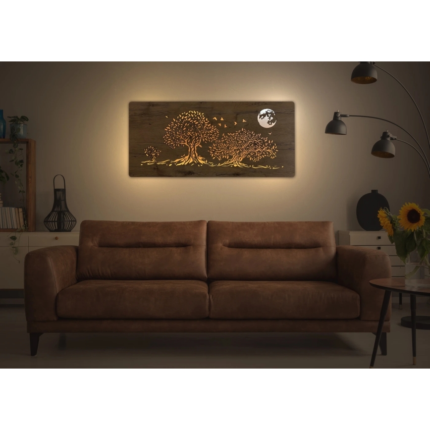 Li-Go 5042/DUB2 - Decorazione murale dimmerabile a LED/24W/230V 110x50 cm rovere/Tre querce e la luna