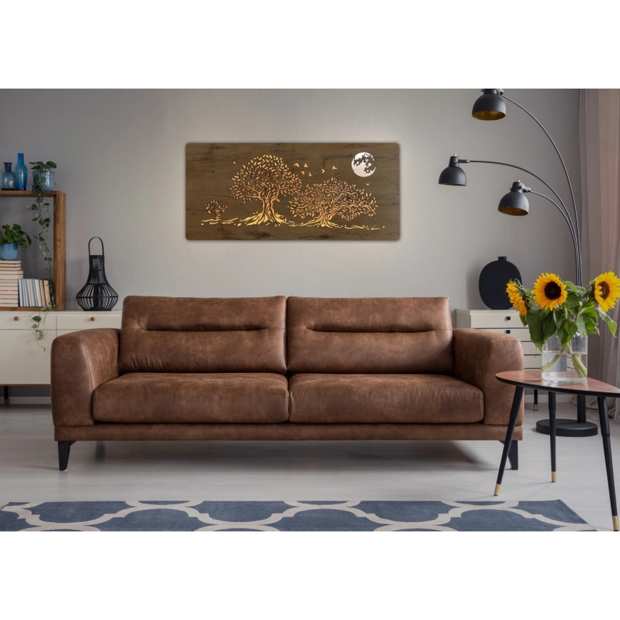 Li-Go 5042/DUB2 - Decorazione murale dimmerabile a LED/24W/230V 110x50 cm rovere/Tre querce e la luna