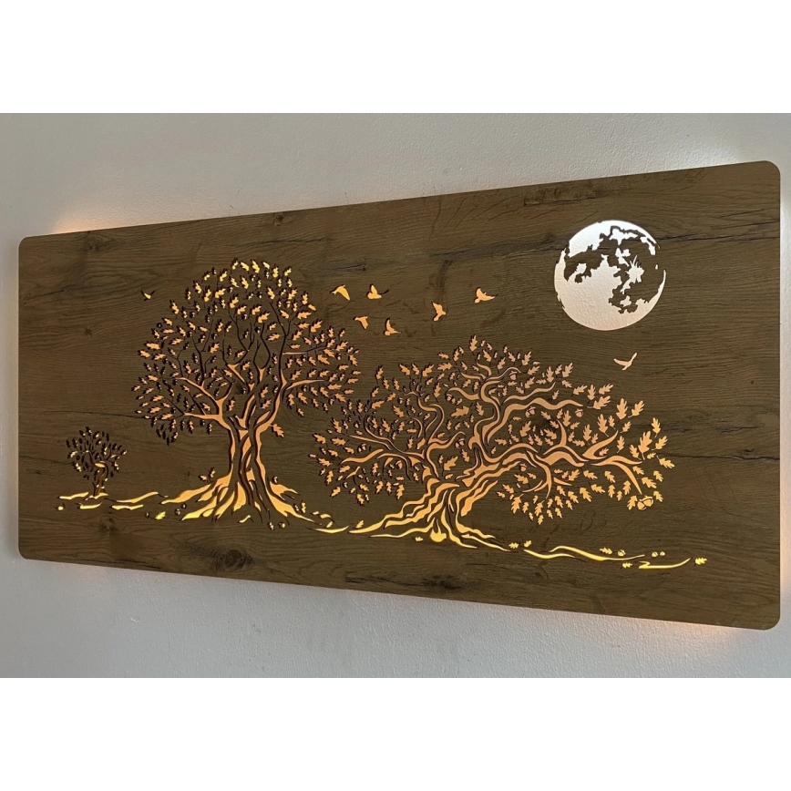Li-Go 5042/DUB2 - Decorazione murale dimmerabile a LED/24W/230V 110x50 cm rovere/Tre querce e la luna