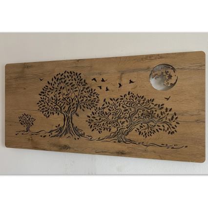 Li-Go 5042/DUB2 - Decorazione murale dimmerabile a LED/24W/230V 110x50 cm rovere/Tre querce e la luna