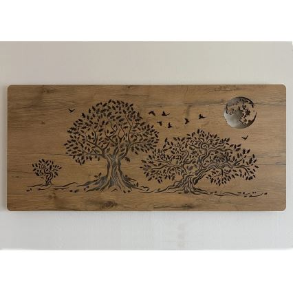 Li-Go 5042/DUB2 - Decorazione murale dimmerabile a LED/24W/230V 110x50 cm rovere/Tre querce e la luna