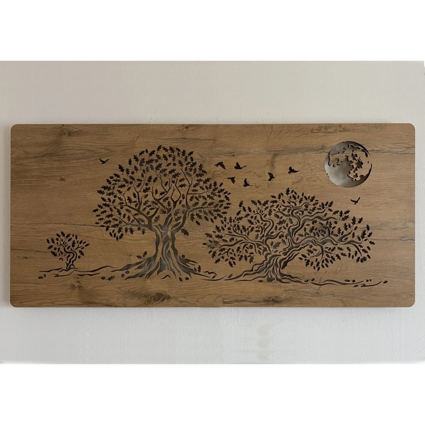 Li-Go 5042/DUB2 - Decorazione murale dimmerabile a LED/24W/230V 110x50 cm rovere/Tre querce e la luna