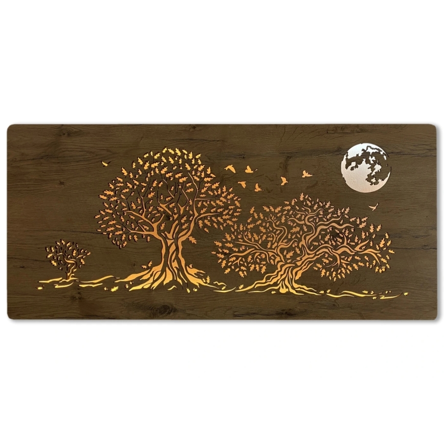 Li-Go 5042/DUB2 - Decorazione murale dimmerabile a LED/24W/230V 110x50 cm rovere/Tre querce e la luna