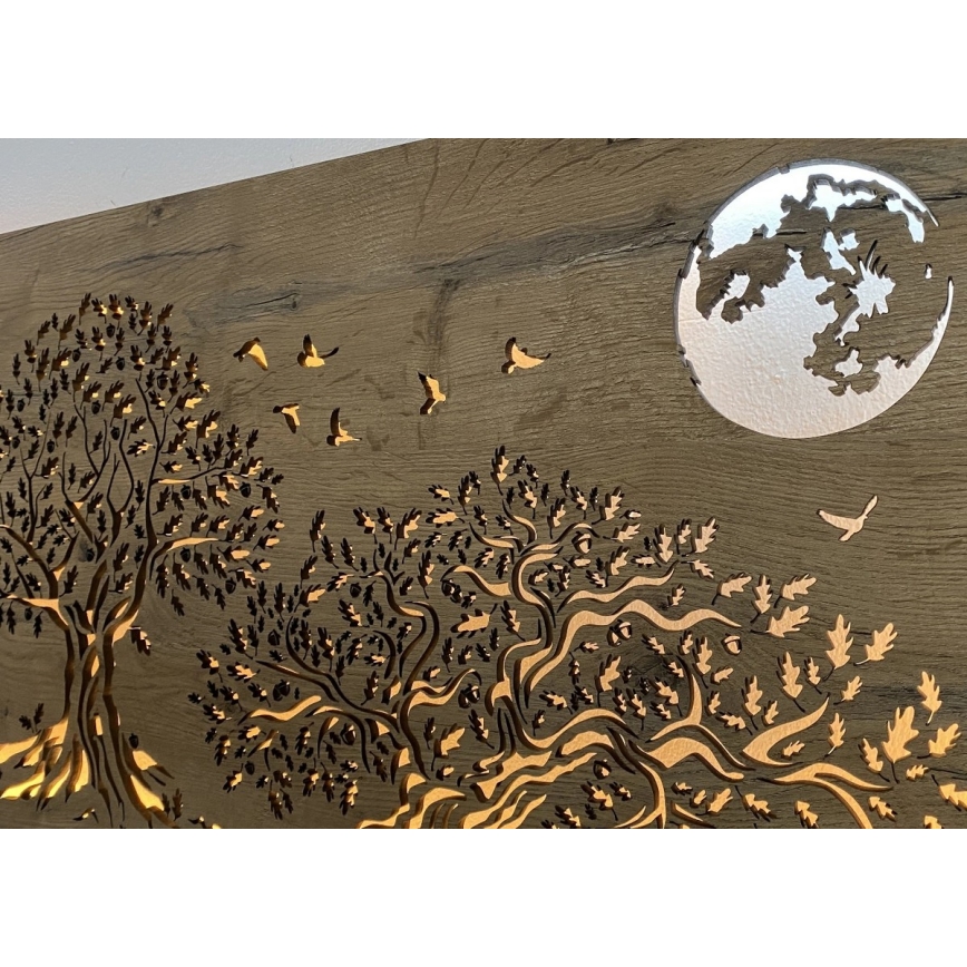 Li-Go 5042/DUB2 - Decorazione murale dimmerabile a LED/24W/230V 110x50 cm rovere/Tre querce e la luna