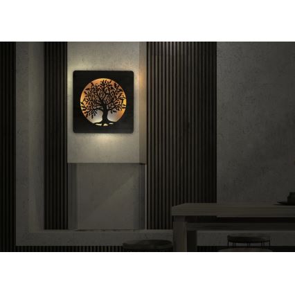 Li-Go 5275/DUB2 - Orologio LED dimmerabile LED/10W/5V 20000 mAh 42x42 cm rovere/rovere in cerchio + telecomando