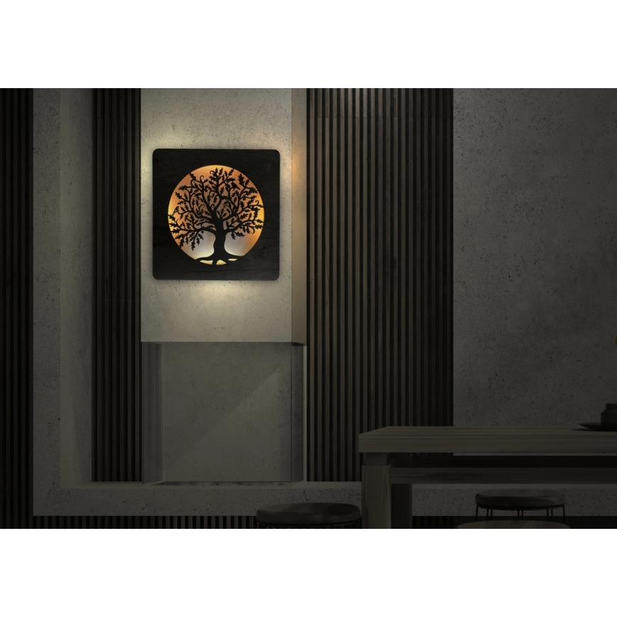Li-Go 5275/DUB2 - Orologio LED dimmerabile LED/10W/5V 20000 mAh 42x42 cm rovere/rovere in cerchio + telecomando