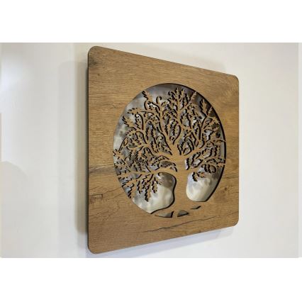 Li-Go 5275/DUB2 - Orologio LED dimmerabile LED/10W/5V 20000 mAh 42x42 cm rovere/rovere in cerchio + telecomando