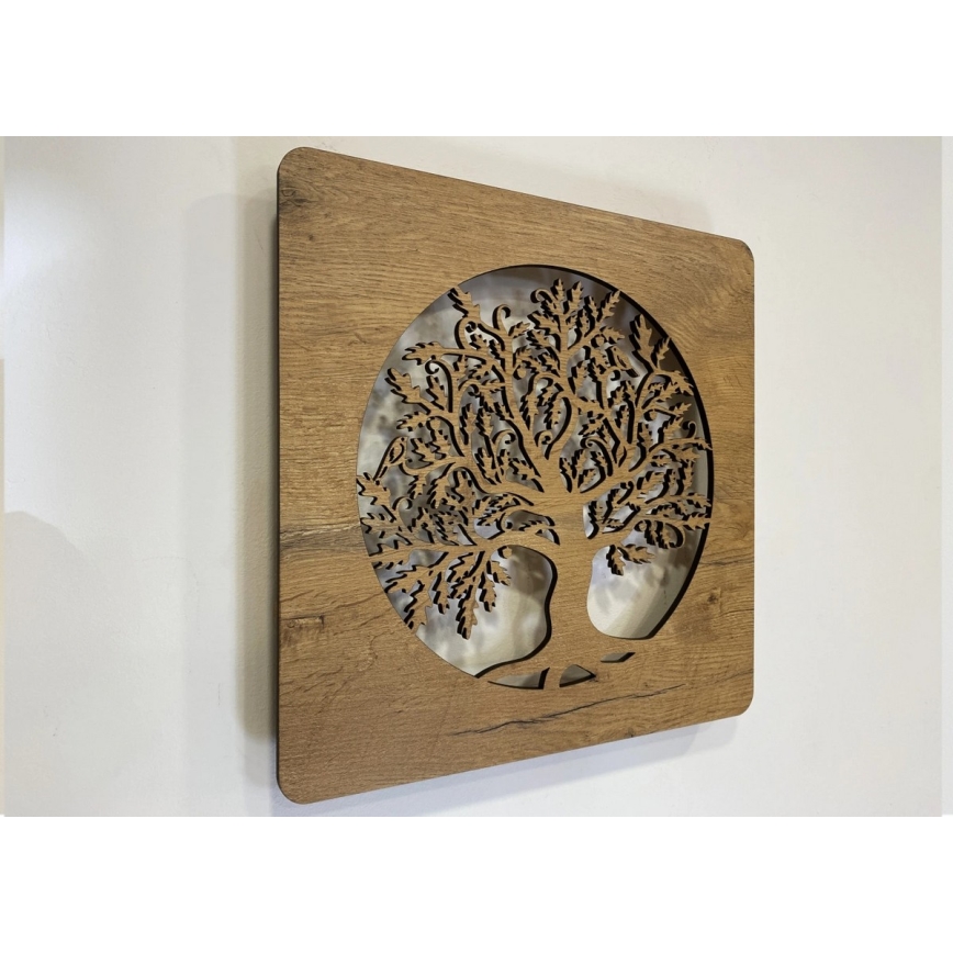 Li-Go 5275/DUB2 - Orologio LED dimmerabile LED/10W/5V 20000 mAh 42x42 cm rovere/rovere in cerchio + telecomando