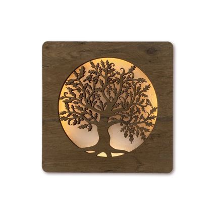 Li-Go 5275/DUB2 - Orologio LED dimmerabile LED/10W/5V 20000 mAh 42x42 cm rovere/rovere in cerchio + telecomando