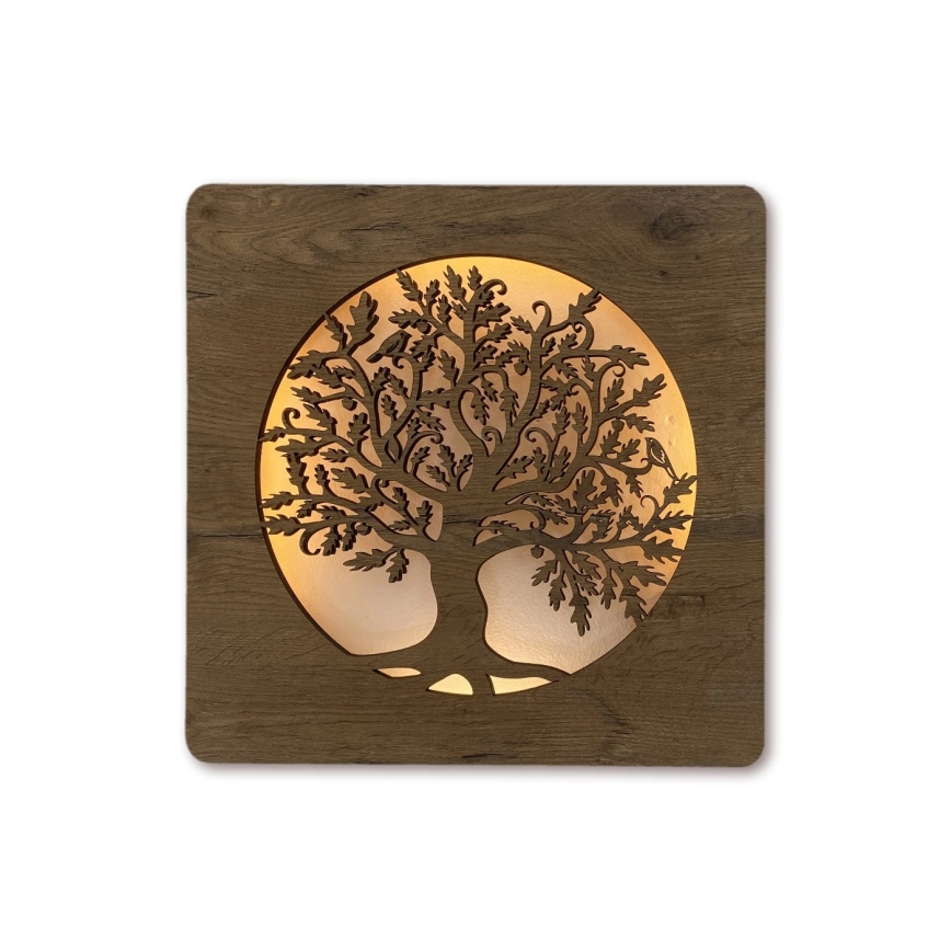 Li-Go 5275/DUB2 - Orologio LED dimmerabile LED/10W/5V 20000 mAh 42x42 cm rovere/rovere in cerchio + telecomando