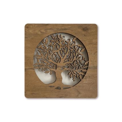 Li-Go 5275/DUB2 - Orologio LED dimmerabile LED/10W/5V 20000 mAh 42x42 cm rovere/rovere in cerchio + telecomando