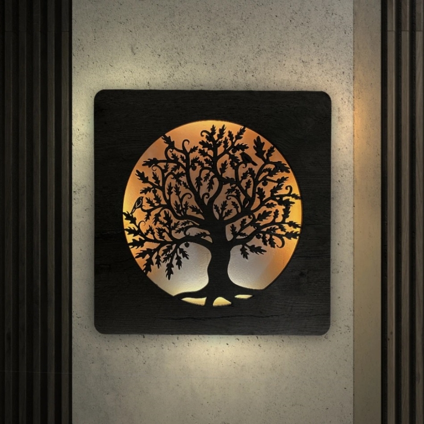 Li-Go 5275/DUB2 - Orologio LED dimmerabile LED/10W/5V 20000 mAh 42x42 cm rovere/rovere in cerchio + telecomando