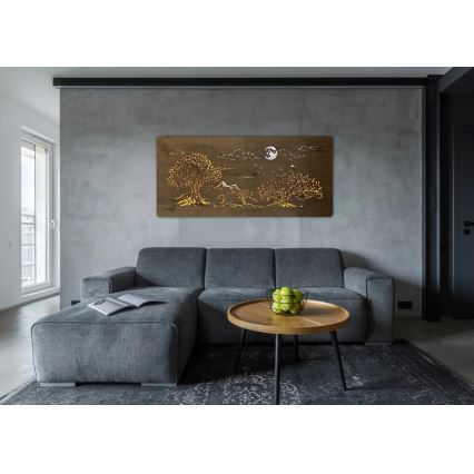 Li-Go 5478/DUB2 - Decorazione da parete dimmerabile a LED/24W/230V 130x60 cm rovere/Quattro querce e luna